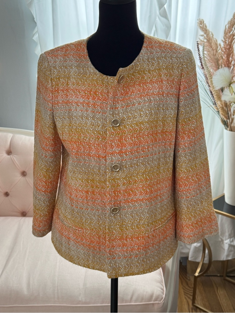 Talbots Peach and Gold Textured Button-Front Jacket (see matching skirt)